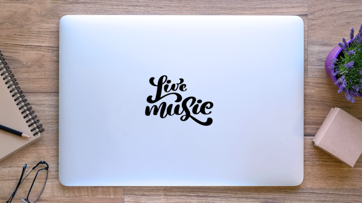 Live Music Sticker on a Laptop (New) example