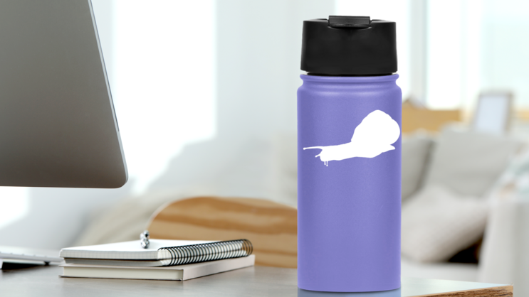 Lively Snail Sticker on a Water Bottle (New) example