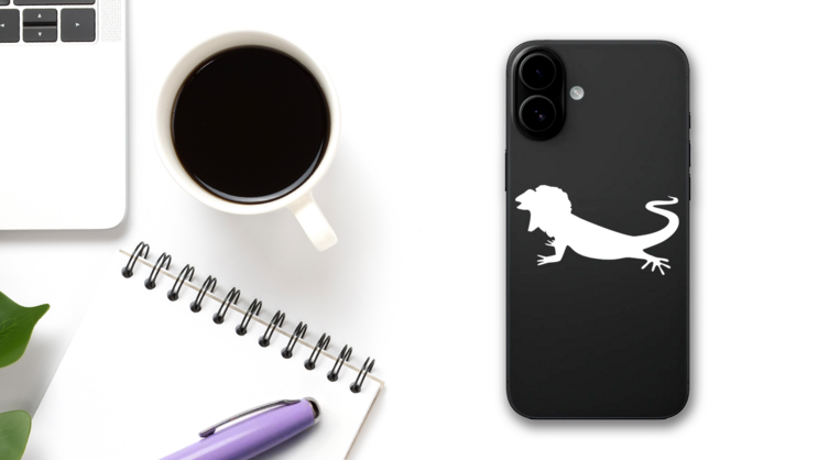 Lizard Gecko Standing Sticker on a Phone (New) example
