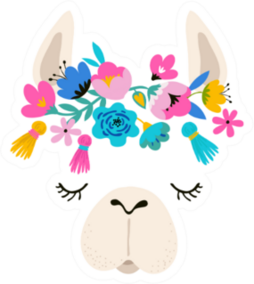 Llama Head Illustration, Cute Hand Drawn Elements Sticker