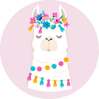 Llama Illustration On Light Pink Sticker