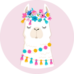 Llama Illustration On Light Pink Sticker