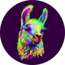 Llama Portrait Dark Purple Background Sticker