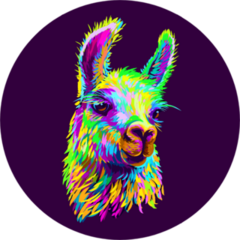 Llama Portrait Dark Purple Background Sticker