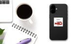 Lobster Sketch Style With Lettering Sticker on a Phone (New) example