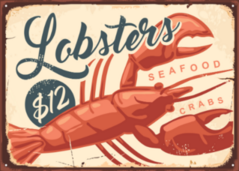 Lobsters And Crabs Vintage Seafood Restaurant Sign Sticker