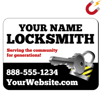 Example of a locksmith-themed magnet template