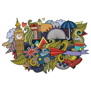 London Hand Drawn Cartoon Doodles UK Sticker