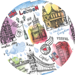 London Landmark Seamless Pattern Watercolor Splash Sticker