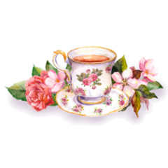 London Tea Cup With Flowers Watercolor Sticker