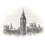 London UK Cityscape Elizabeth Tower Sketch Sticker