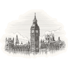 London UK Cityscape Elizabeth Tower Sketch Sticker