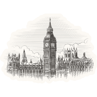 London UK Cityscape Elizabeth Tower Sketch Sticker