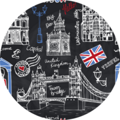 London UK Landmarks On Black Pattern Sticker