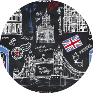 London UK Landmarks On Black Pattern Sticker