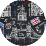 London UK Landmarks On Black Pattern Sticker