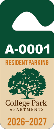 Long 2-Color Apartment Hang Tag Parking Permit