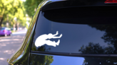 Long Jump Sticker on a Rear Car Window (New) example