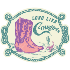Long Live Cowgirls Green Typography Sticker