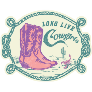 Long Live Cowgirls Green Typography Sticker