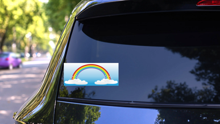 Long Skinny Rainbow Sticker on a Rear Car Window (New) example