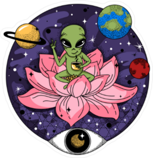 Lotus Alien in Space Sticker