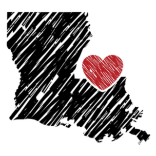 Louisiana Map And Heart Logo Sticker