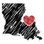 Louisiana Map And Heart Logo Sticker