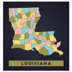 Louisiana Map Us State Poster Sticker