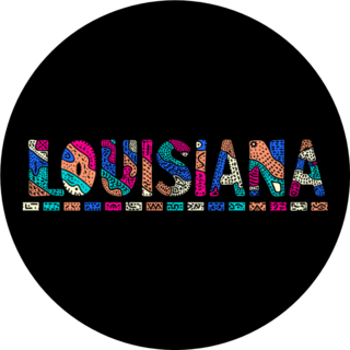 Louisiana. Multicolor Doodle Circle Sticker