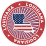 Louisiana Round Stamp US Flag Sticker