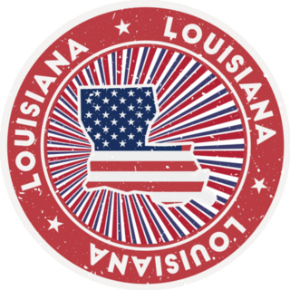 Louisiana Round Stamp US Flag Sticker