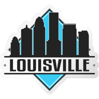 Louisville Kentucky Skyline Logo In Blue Sticker