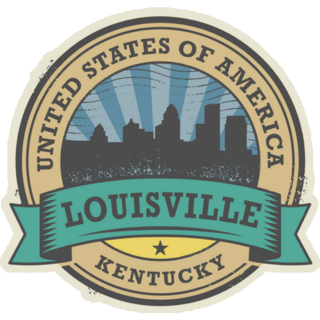 Louisville, Kentucky Stamp Illustration Sticker
