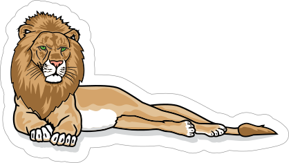 Lounging Lion Mascot Sticker