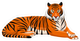 Lounging Tiger Mascot Sticker