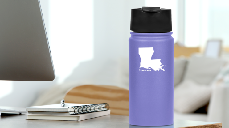Lousiana State Sticker on a Water Bottle (New) example
