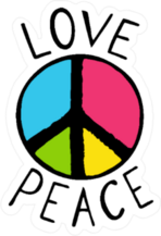 Love And Peace Colorful Hippie Sticker