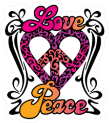 Love and Peace Retro Sticker