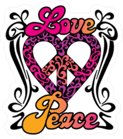 Love and Peace Retro Sticker