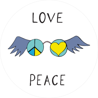 Love And Peace Winged Glasses Sticker