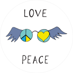 Love And Peace Winged Glasses Sticker
