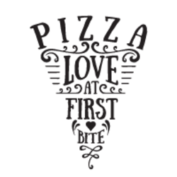 Love At First Bite Lettering Pizza Sticker