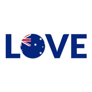 Love Australia Lettering In Flag Sticker