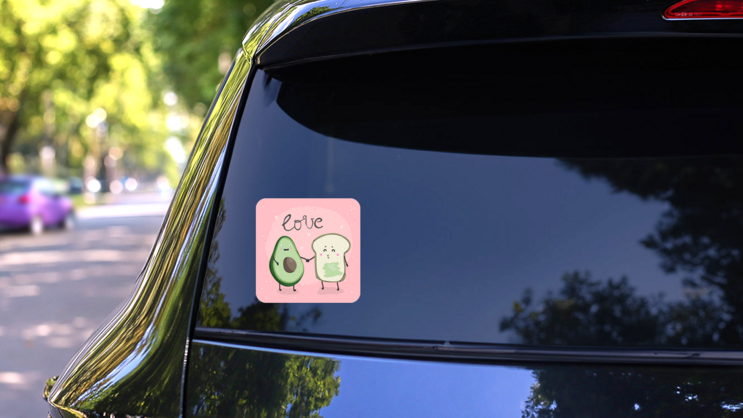 Love Between Avocado And Toast Sticker on a Rear Car Window (New) example