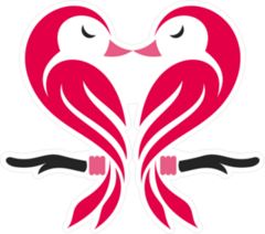 Love Birds Heart Sticker
