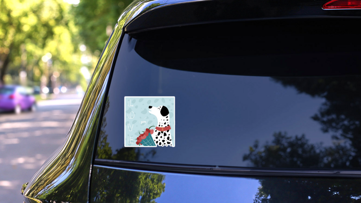 Love Card Dalmatian Sticker on a Rear Car Window (New) example