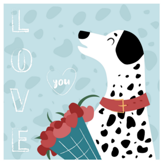 Love Card Dalmatian Sticker