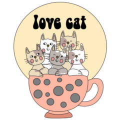 Love Cat Coffee Mug Sticker