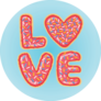 Love Donut Lettering On Blue Sticker